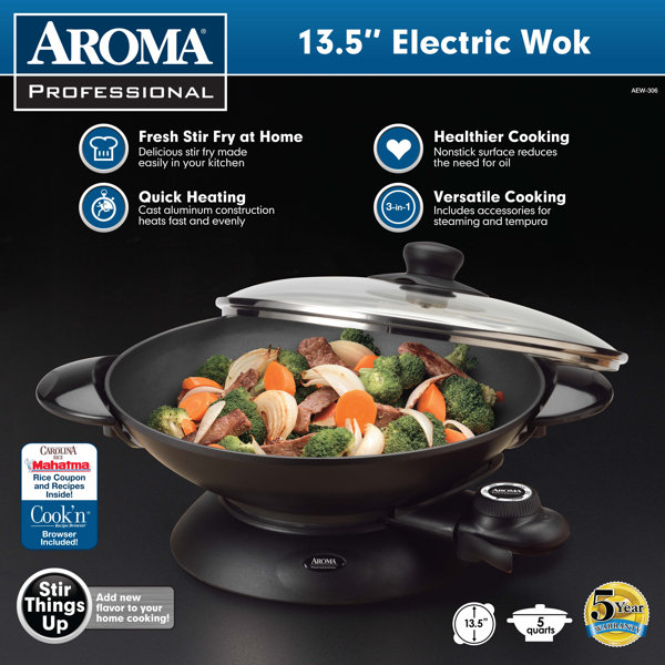 Aroma 6.5 Quart Electric Wok & Reviews Wayfair